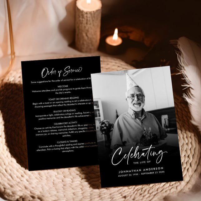 Modern Elegant Script Celebration of Life Funeral Program (Creator Uploaded)
