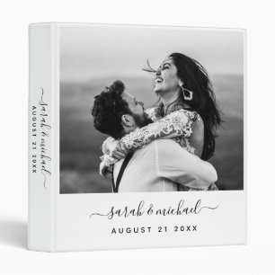Modern Elegant Script Chic Photo Wedding Planner Binder