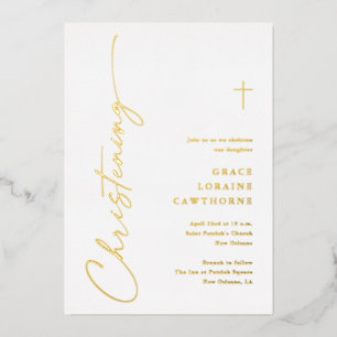 Modern Elegant Script Christening Gold