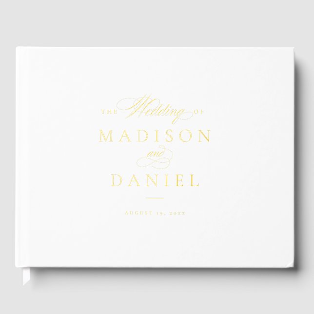 Modern Elegant Script Classic Wedding Guest Book (Front)
