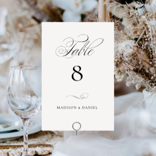 Modern Elegant Script Classic Wedding Table Number