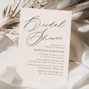 Modern Elegant Script Cream Bridal Shower Invitation