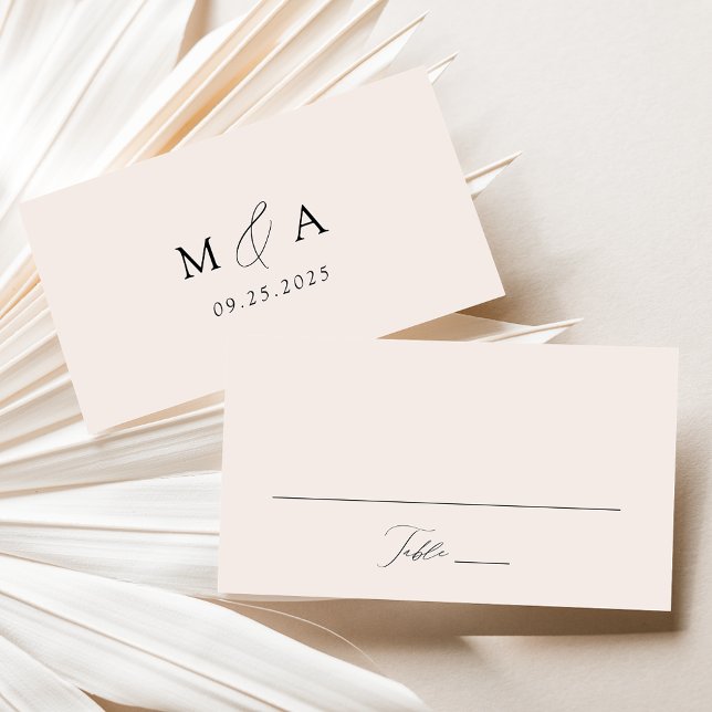 Modern Elegant Script Cream Wedding Place Card (Creator Uploaded)