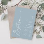 Modern Elegant Script Dusty Blue Boys Baptism Invitation<br><div class="desc">Modern Elegant Script Dusty Blue Boys Baptism Invitation. Click the personalize button to customize this design with your details. To change the colours and fonts choose edit this design further to open up additional options for customization.</div>