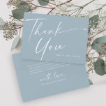 Modern Elegant Script Dusty Blue Boys Baptism  Thank You Card<br><div class="desc">Modern Elegant Script Dusty Blue Boys Baptism Thank You Card. Click the personalize button to customize this design with your details. To change background colours and fonts click the edit this design further button for more options. This is part of a larger baptism collection. See below for more items.</div>
