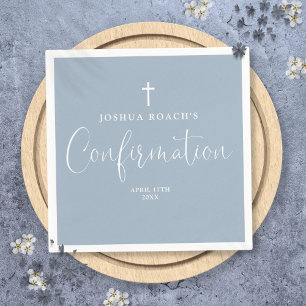 Modern Elegant Script Dusty Blue Confirmation Napkin