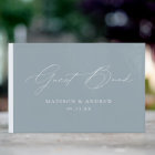 Modern Elegant Script Dusty Blue Photo Wedding