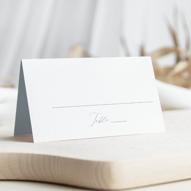 Modern Elegant Script Dusty Blue Wedding Place Card (Creator Uploaded)