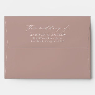 Modern Elegant Script Dusty Rose Wedding Envelope