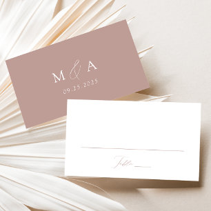 Modern Elegant Script Dusty Rose Wedding Place Card