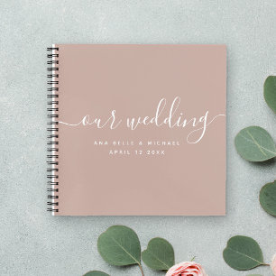 Modern Elegant Script Earth Tone Wedding Guest Notebook