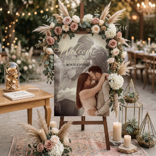  Modern  elegant script  engagement photo  welcome Acrylic Sign