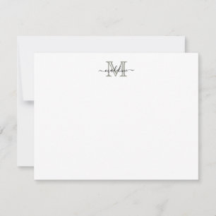 Modern Elegant Script Evergreen Fog Monogram Card