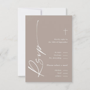 Modern Elegant Script Gender Neutral Boho Baptism RSVP Card