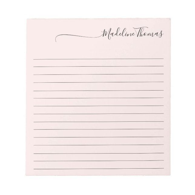 Modern Elegant Script Girly Pink Name Notepad (Front)