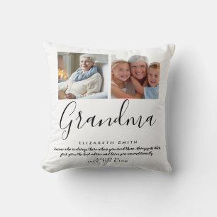Modern Elegant Script Grandma Quote Photo Throw Pillow