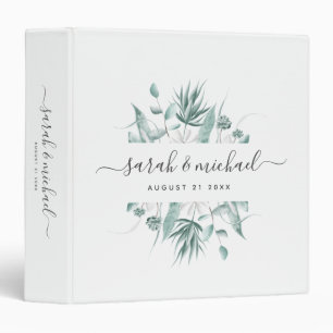 Modern Elegant Script Greenery Wedding Guest Noteb Binder