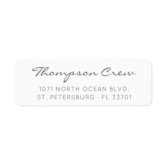 Modern Elegant Script Grey Return Address (Front)