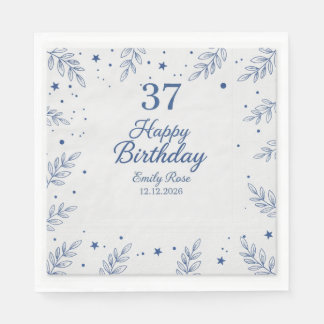 Modern Elegant Script Happy Birthday Custom Paper Napkin