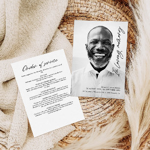 Modern Elegant Script In Loving Memory Funeral Program