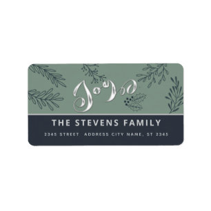 Modern elegant script joy winter botanical classic label