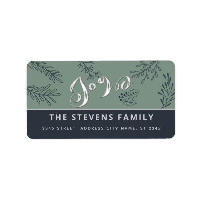 Modern elegant script joy winter botanical classic label (Front)