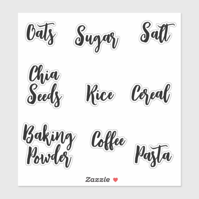 Modern Elegant Script Kitchen Pantry Labels (Sheet)