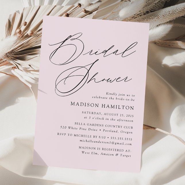 Modern Elegant Script Lavender Bridal Shower Invitation (Creator Uploaded)
