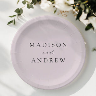 Modern Elegant Script Lavender Purple Wedding Paper Plate