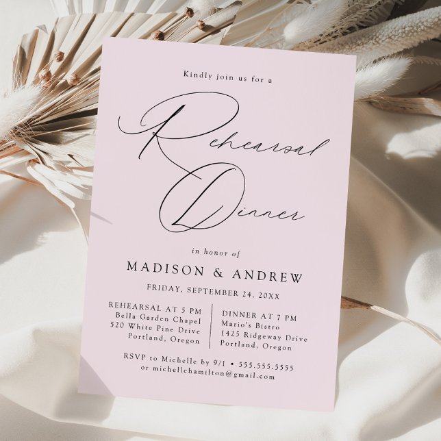 Modern Elegant Script Lavender Rehearsal Dinner Invitation (Creator Uploaded)