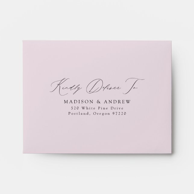 Modern Elegant Script Lavender Wedding RSVP Envelope (Front)