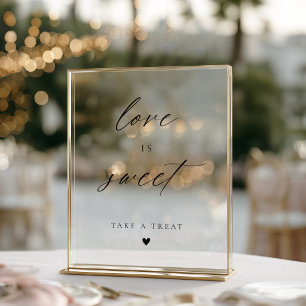 Modern Elegant Script Love Is Sweet Favours Acrylic Sign
