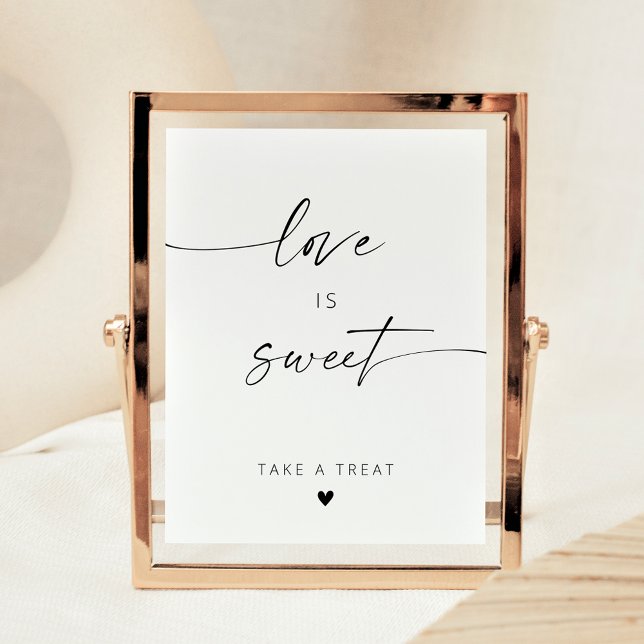 Modern Elegant Script Love Is Sweet Favours Poster (Creator Uploaded)