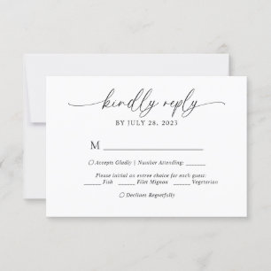 Modern Elegant Script Menu Choice Wedding Rsvp