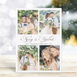 Modern Elegant Script Merry & Married 4 Photo  Holiday Card<br><div class="desc">Modern,  elegant calligraphy holiday 4 photo card with optional text on the back.  For more advanced customization of this design,  please click the BLUE DESIGN TOOL BUTTON above!</div>