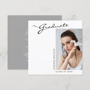Modern Elegant Script Minimal Photo Graduation Announcement