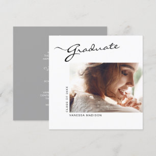 Modern Elegant Script Minimal Photo Graduation Announcement