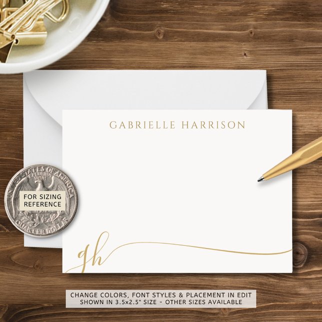 Modern Elegant Script Monogram Initials Gold Card (Creator Uploaded)