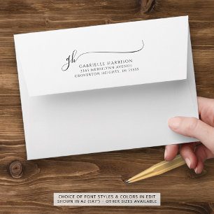 Modern Elegant Script Monogram Initials Your Colou Envelope