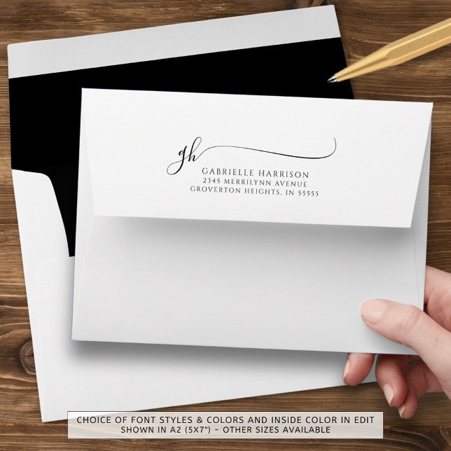 Modern Elegant Script Monogram Initials Your Colou Envelope (Creator Uploaded)