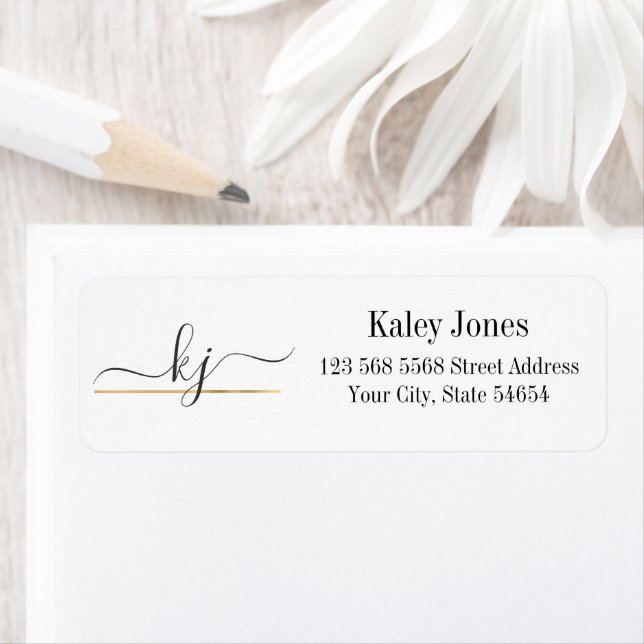 Modern Elegant Script Monogram Return Address (Insitu)