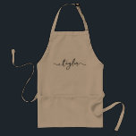 Modern elegant script name custom standard apron<br><div class="desc">Make a lasting impression at your botanical succulent workshop or cooking class with our Modern Elegant Script Name Custom Adult Aprons. These personalized khaki aprons are the perfect giveaway for your guests, adding a touch of elegance to their experience. The aprons feature a modern and elegant script font that can...</div>