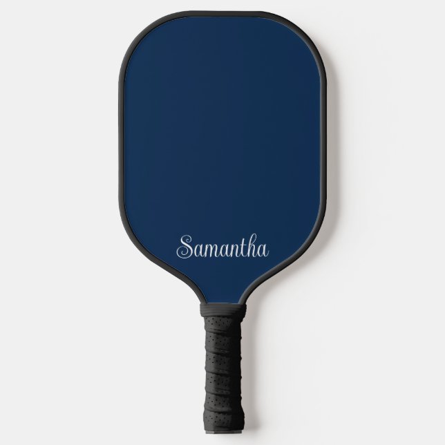 Modern Elegant Script Name in Navy or Any Colour Pickleball Paddle (Front)