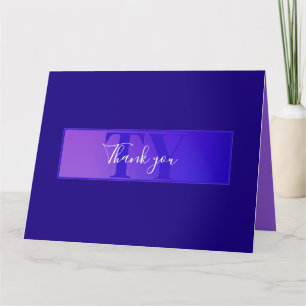Modern Elegant Script Name & Monogram Ombre Purple Card