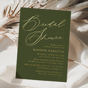 Modern Elegant Script Olive Green Bridal Shower