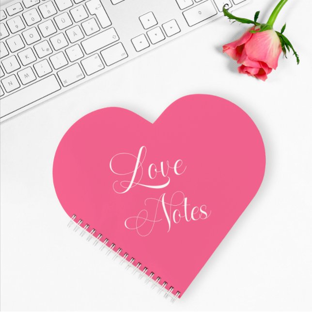 Modern Elegant Script Personalized Pink Love Notes Notebook (Creator Uploaded)
