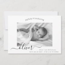 Modern Elegant Script Photo Collage New Baby Birth