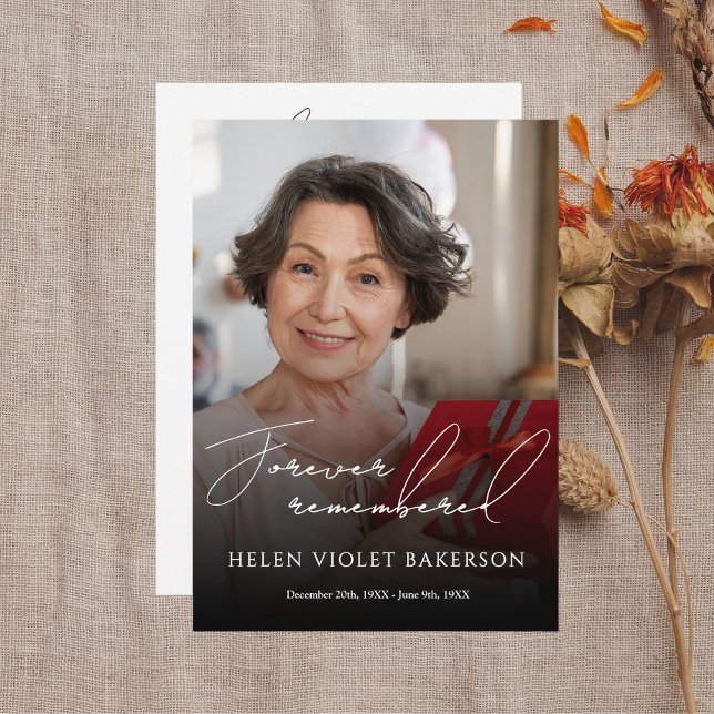 Modern Elegant Script Photo Funeral Flat Program (Creator Uploaded)