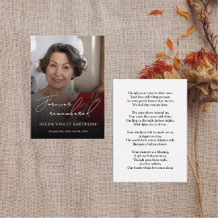 Modern Elegant Script Photo Funeral Welcome Sign Business Card