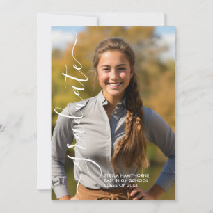Modern Elegant Script Photo Graduation Announcement